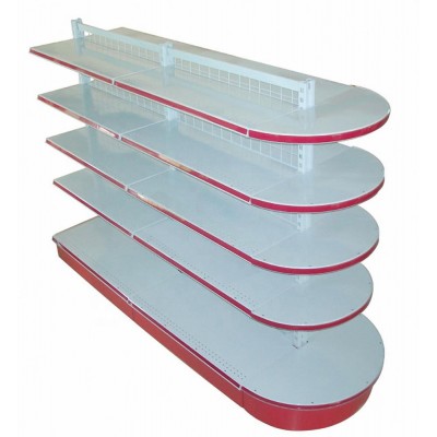 New Design Metal Supermarket Shelf with Round Ending Shelf