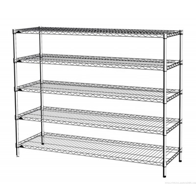 Warehouse storage stainless steel line net wire mesh shelf chrome plating anti-static household display rack with wheels